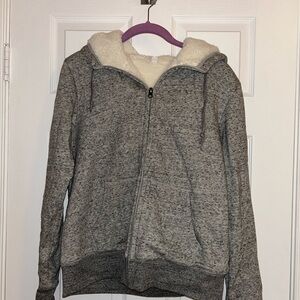 Uniqlo Gray and Cream Fleece Jacket